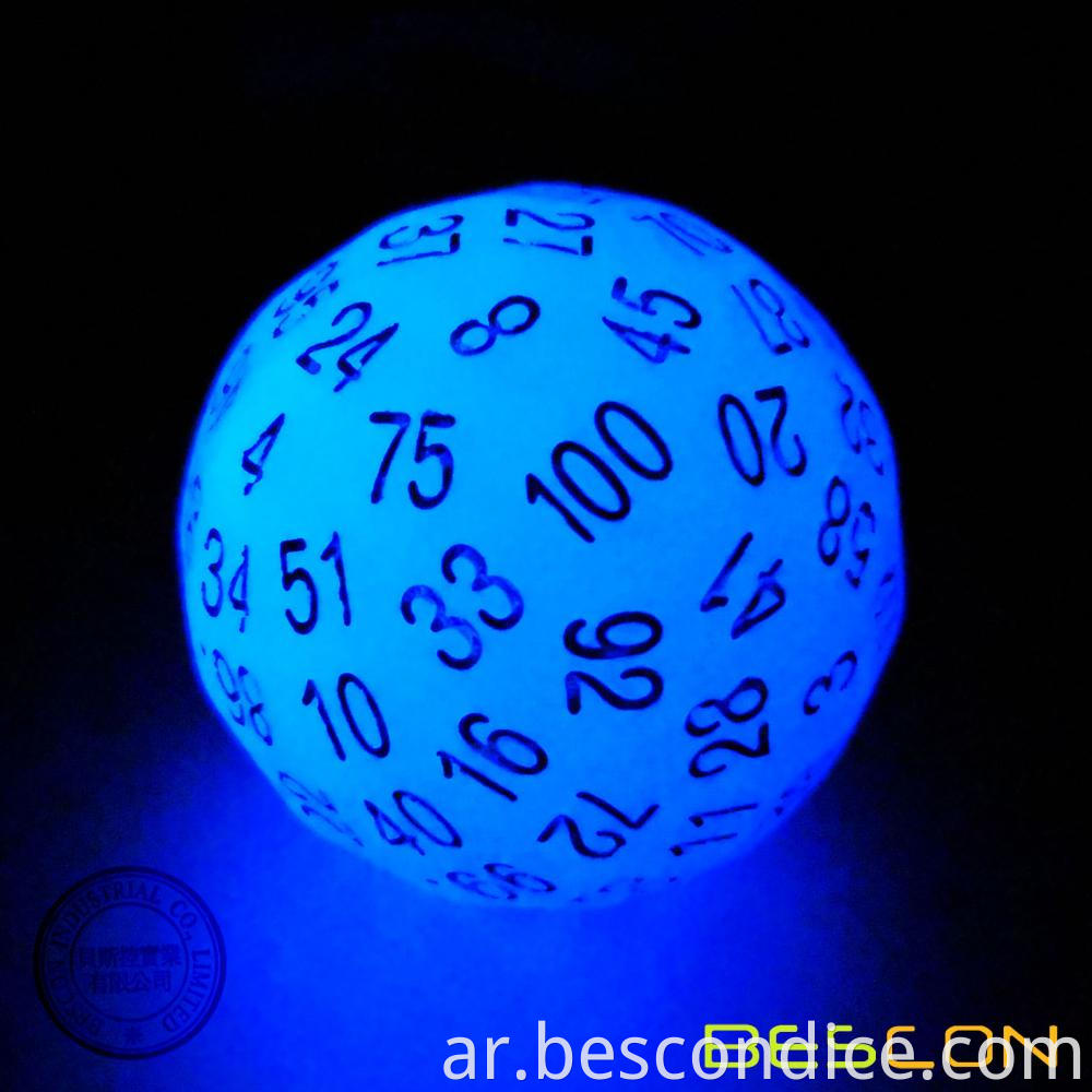 Luminous D100 Dice Acid Blue 1